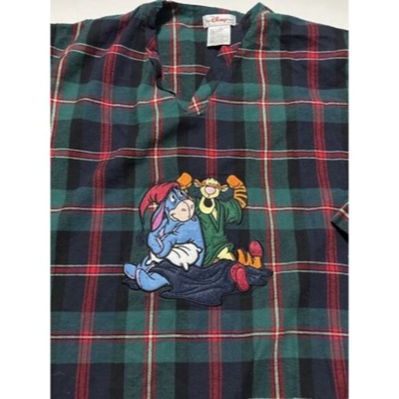 Vintage Disney Store Eeyore Tigger Plaid Flannel Nightgown Long Sleeve OSFM - Picture 2 of 4